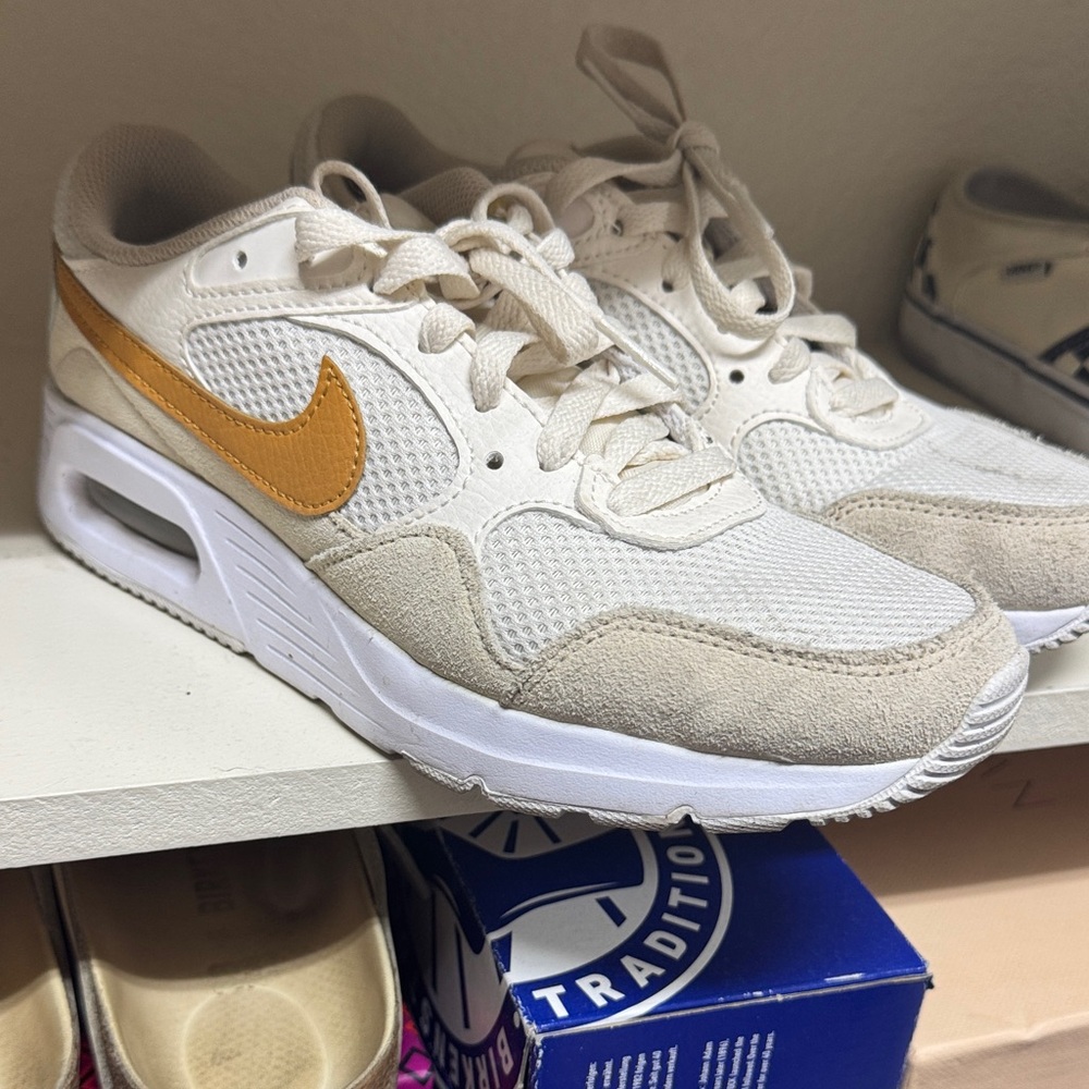 Nike Cream and Gold Athletic Shoes